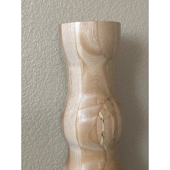 “Vintage Handcrafted Wooden 13" Candlestick Holder – Signed by Harry Stewart” - Picture 7 of 11